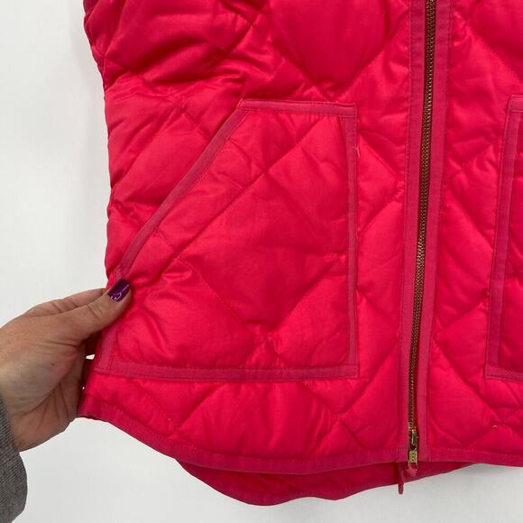J Crew Down Puffer Vest Women's Size S Coral Pink Quilted Full Zip Insulated - Picture 6 of 11